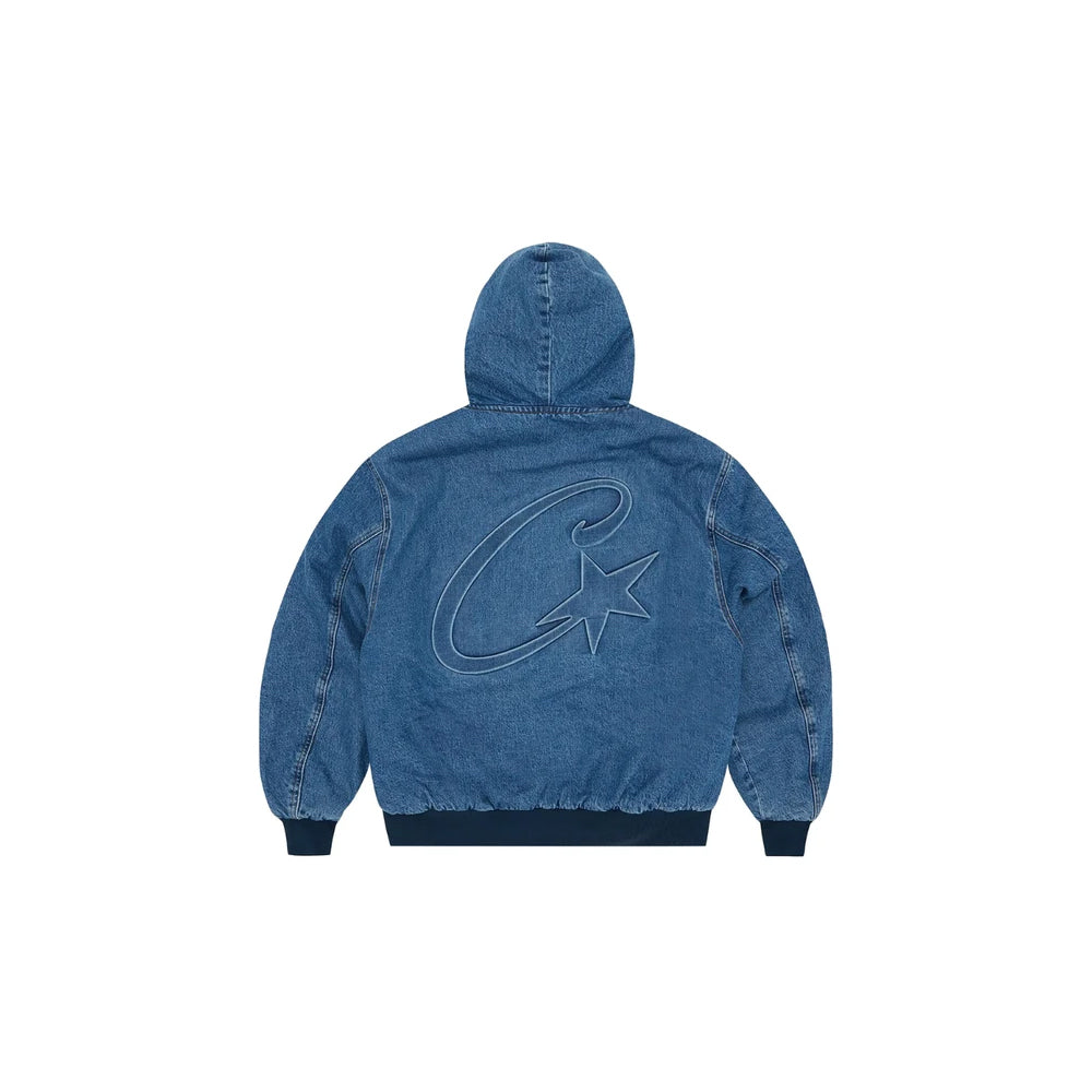 Corteiz Embossed C-Star Denim Work Jacket Blue